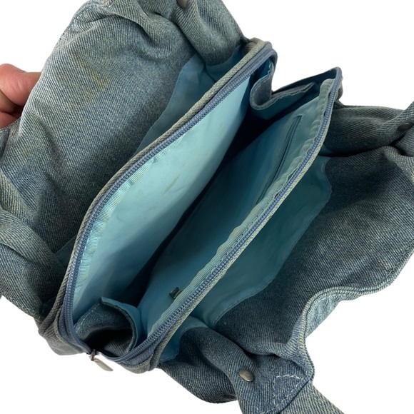 Vintage Cottagecore Mushroomcore Embroidered Denim Hummingbird Floral Handbag BL - Picture 6 of 15